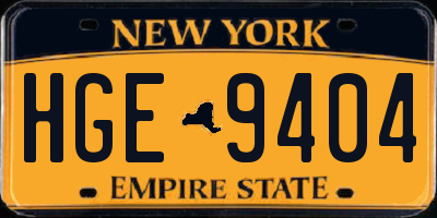 NY license plate HGE9404