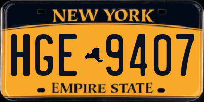 NY license plate HGE9407