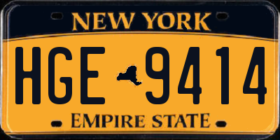 NY license plate HGE9414