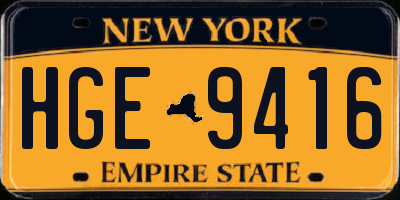 NY license plate HGE9416