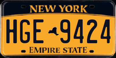 NY license plate HGE9424
