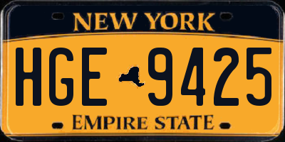 NY license plate HGE9425