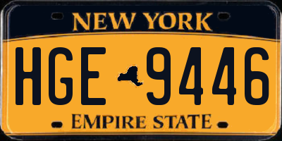 NY license plate HGE9446