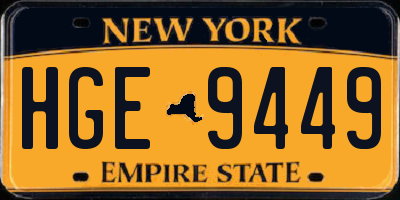 NY license plate HGE9449