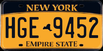 NY license plate HGE9452