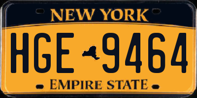 NY license plate HGE9464