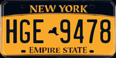 NY license plate HGE9478