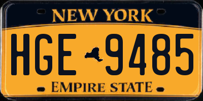 NY license plate HGE9485