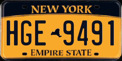 NY license plate HGE9491