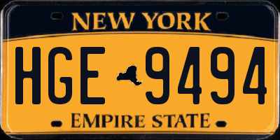 NY license plate HGE9494