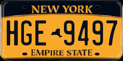 NY license plate HGE9497
