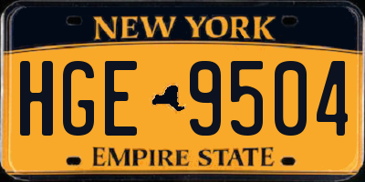 NY license plate HGE9504