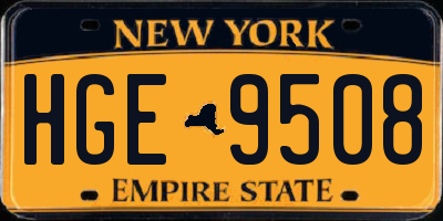 NY license plate HGE9508