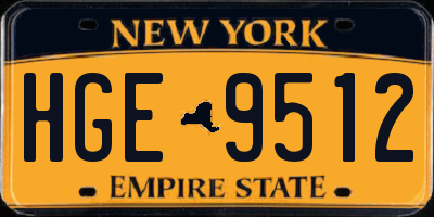 NY license plate HGE9512