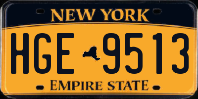 NY license plate HGE9513