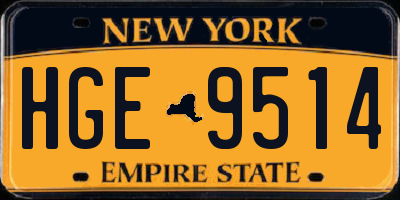 NY license plate HGE9514