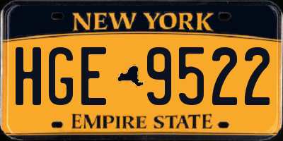 NY license plate HGE9522
