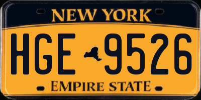 NY license plate HGE9526