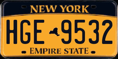 NY license plate HGE9532