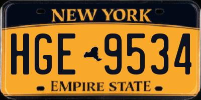 NY license plate HGE9534