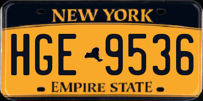NY license plate HGE9536