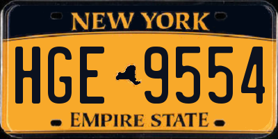 NY license plate HGE9554