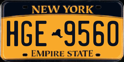 NY license plate HGE9560