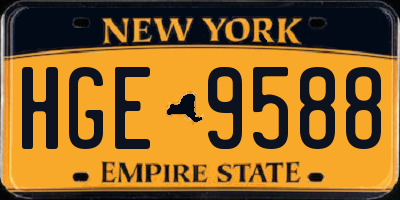 NY license plate HGE9588