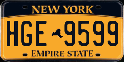NY license plate HGE9599
