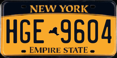 NY license plate HGE9604