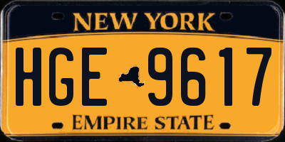 NY license plate HGE9617