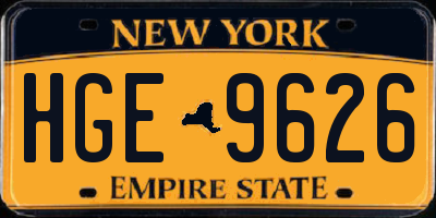 NY license plate HGE9626
