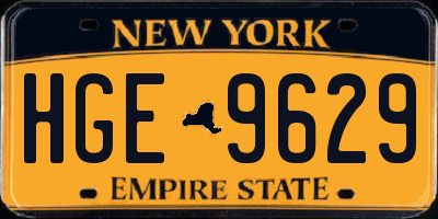 NY license plate HGE9629
