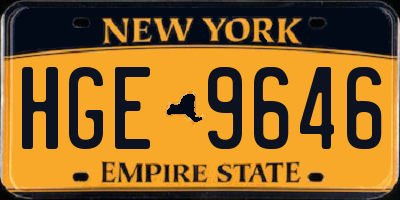 NY license plate HGE9646