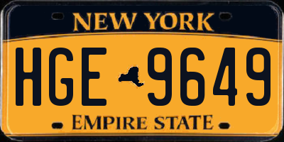 NY license plate HGE9649