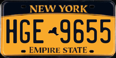 NY license plate HGE9655