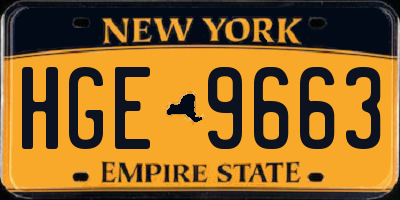 NY license plate HGE9663