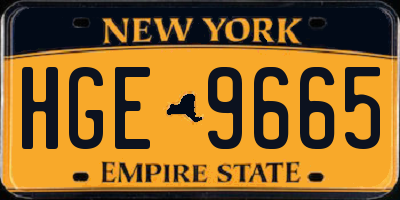 NY license plate HGE9665