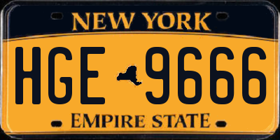 NY license plate HGE9666