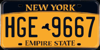 NY license plate HGE9667