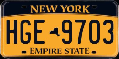 NY license plate HGE9703