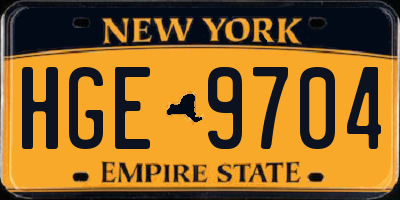 NY license plate HGE9704