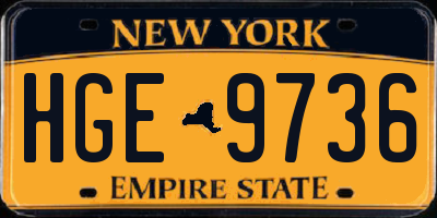 NY license plate HGE9736