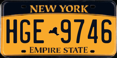 NY license plate HGE9746