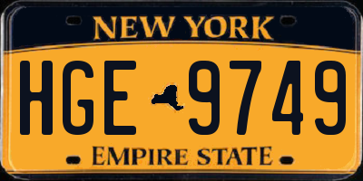 NY license plate HGE9749