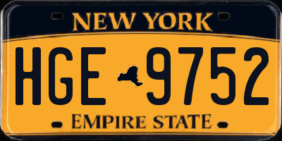 NY license plate HGE9752