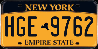 NY license plate HGE9762