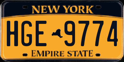 NY license plate HGE9774