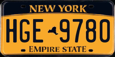 NY license plate HGE9780
