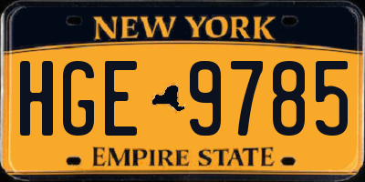NY license plate HGE9785